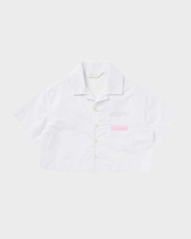Girl's Cropped Silicone Logo-Patch Shirt, Size